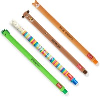 Legami - Set Mit 4 Gel-Radierstiften, Motive Dino, TeddybäR, Corgi, Lama,