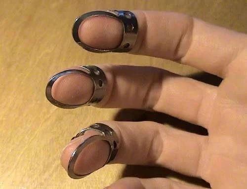 3 x Edelstahl, offenes Design, Metall Finger Plektren für ONE SIZE, silber - Bild 3 von 3