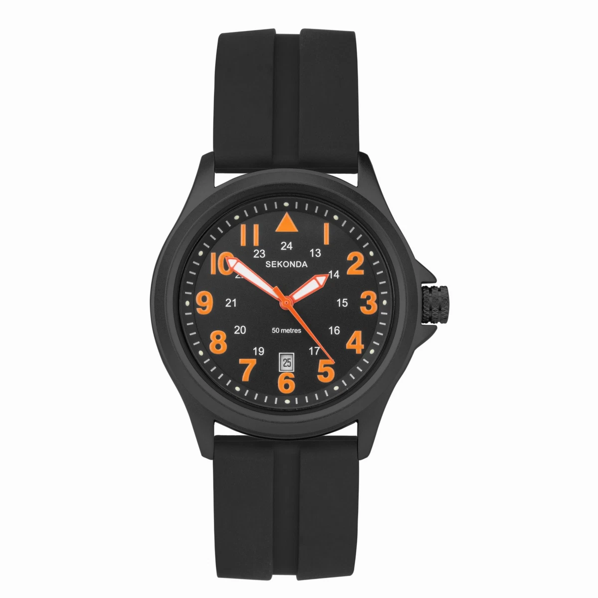 Sekonda Airborne Mens 40mm Quartz Horloge met Chronograaf Datumweergave, Zwart, Zwart Canvas, Leger