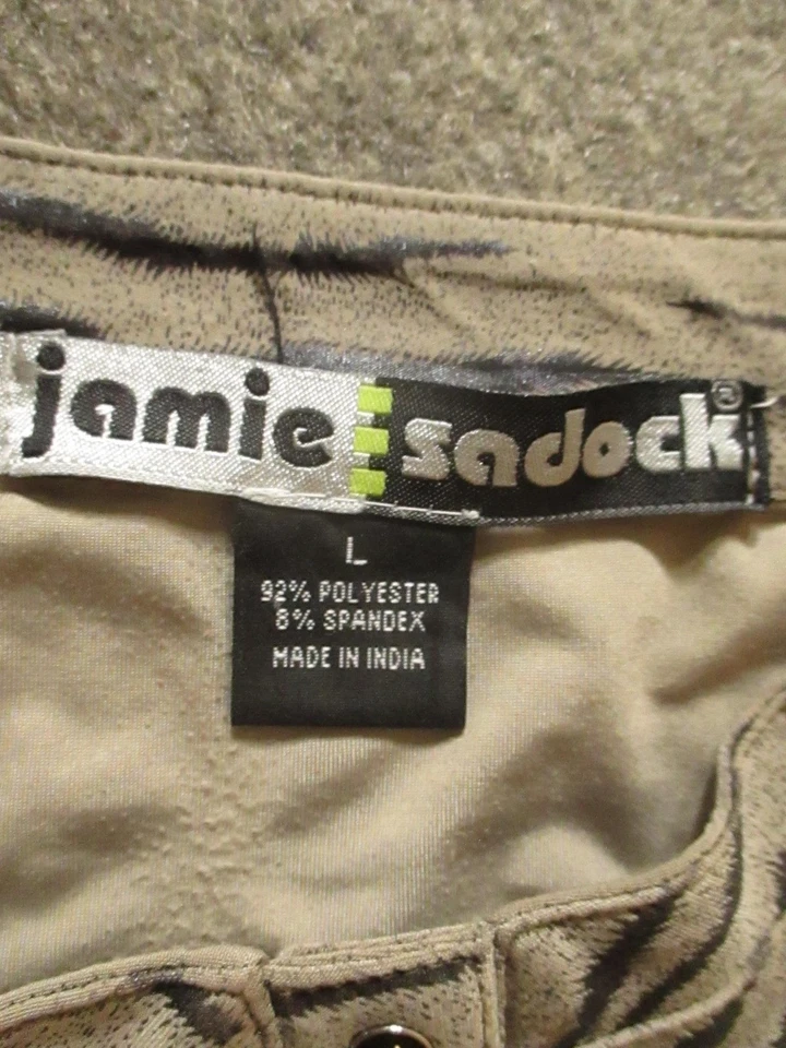 Женская футболка Jamie Sadock большая желтовато-коричневая черная тигровая полоса для гольфа без рукавов с ложным вырезом - Изображение 4 из 4