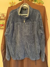 Cabelas Berber Deep Pile Fleece Blue Heavy Full Zip Jacket Coat Size 2XL