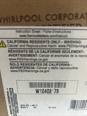Robertshaw Whirlpool Kitchenaid Kenmore Refrigerator Water Valve (W10408179)