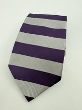 Vintage Brooks Brothers Tie Necktie Purple Gray Striped Silk Made USA NEW