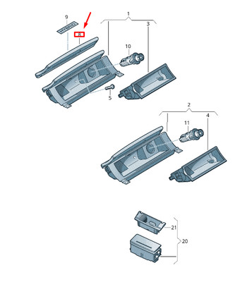 VW Touareg 7p MK2 Front Stow.comp. Oder Aschenbecher RHD 7P2857351DMK9 NEUE EREI