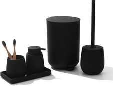 Badset Badezimmer Set Schwarz, Modern Badausstattung Sets Organizer, Bad Set Mül