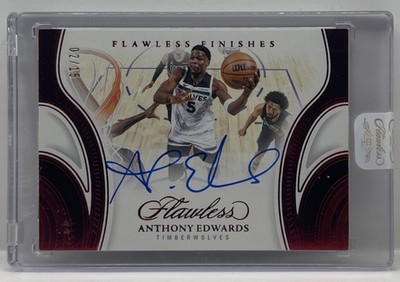 2024-25 Flawless Finishes Signatures #27 Anthony Edwards ON CARD AUTO Ruby #2/15