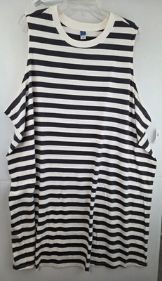 Old Navy Plus 4X Charcoal Stripe Vintage Sleeveless Mini T-Shirt Dress NWT