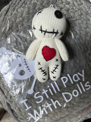 Plush Voodoo Doll Toy with cute sticker for widows, vehicles, wall ect