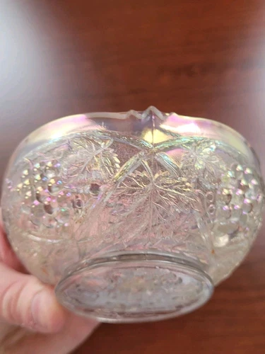 Nice US Glass Frosty White Carnival Glass Palm Beach Pattern Sauce Bowl