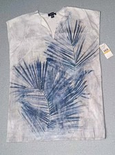 NWT! Karen Kane Sleeveless Shift Dress Womens Size Small White And Blue Palm...