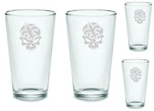 SET New Orleans Pint Beer Glasses Etched Tumblers Drinkware