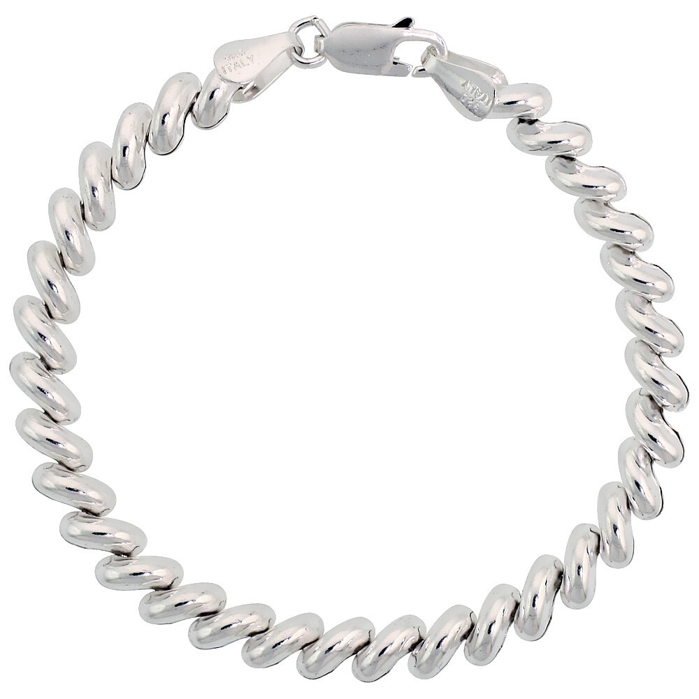 925 Sterling Silver Thick San Marco Chain Necklace Bracelet Women