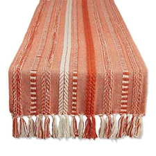  Farmhouse Braided Stripe Table Runner Collection, 15x72 15x72" Vintage Red