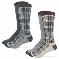Carolina Ultimate Ladies Merino Wool Blend  Plaid Pattern Socks 2 Pair Pack