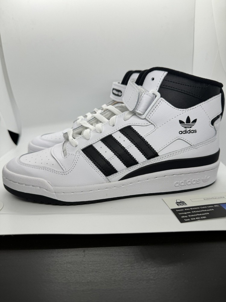 Adidas Forum Mid White Black Mens Sizes 9 Through 13 Casual Shoes FY7939 New