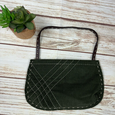 Gap Y2K WTC Olive Green Corduroy Genuine Leather Strap Mini