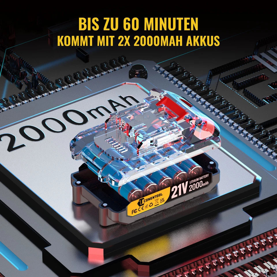 Akku Rasentrimmer Rasenkantenschneider mit 2 Akkus 21V Teleskop-Führungsholm - Bild 4 von 4