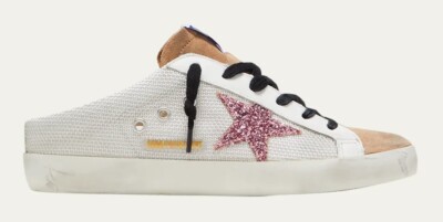 New Golden Goose Superstar Sabot Net Glitter Slide Sneakers 4962- Retail $625