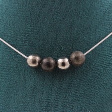 stones And Minerals. Necklace 4 Pyrite Beads From Spain 8 Mm. Steel Chain