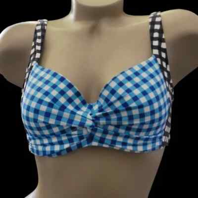 Draper James Lands End Twist Front Underwire Bikini Top Retro Gingham $77.95
