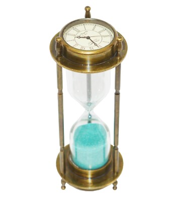 Antique Vintage Maritime 3 Minutes Brass Sand Timer Nautical Hourglass Home Deco