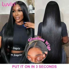 Bone Straight Glueless Wigs Human Hair Ready To Wear 13x6 Lace Frontal Wig 