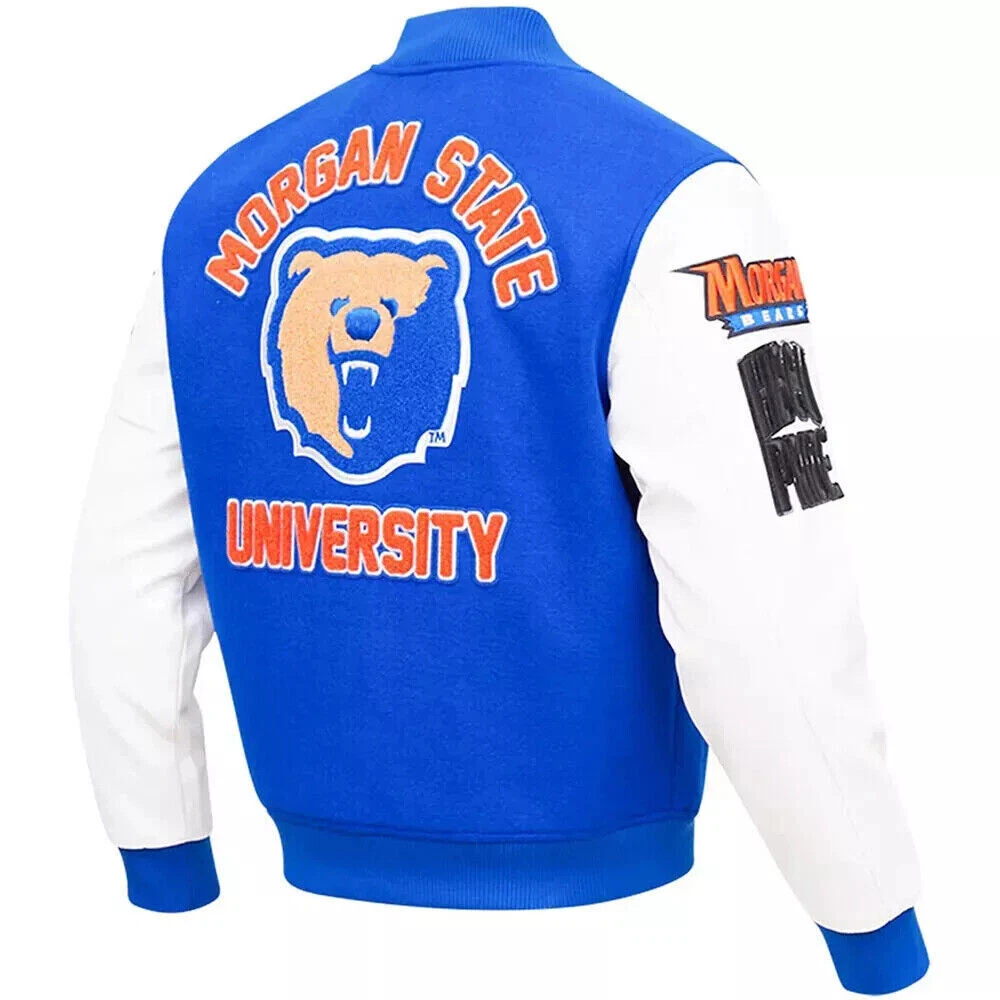 Men's Morgan State Bears Classic Royal Blue White Wool & Leather Varsity Jacket