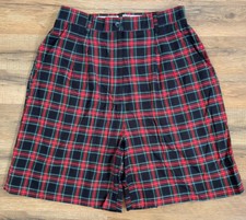 Vintage Izod Club Plaid High Waist Mom Golf Shorts Women  s Size 8 Christmas