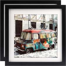 Picture Frames 10X10 2 Pack Nature Solid Wood Black for Wall Mounting and Tablet