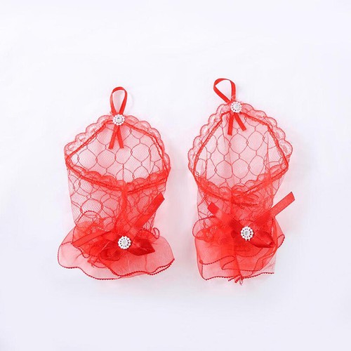 Short Gloves Solid Color 1 Pairs See Through Bowknot Bride Party Gloves Elega ) - Picture 12 of 16