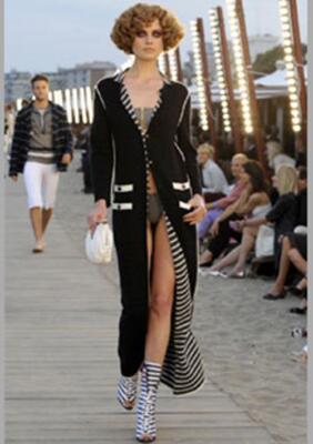 CHANEL 10C $5,110 VENICE MOST WANTED REVERSIBLE LONG COAT FR 36 38 NEW