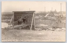 Vermont CRP Co Dam Suspension Bridge Construction Crew RPPC c1907