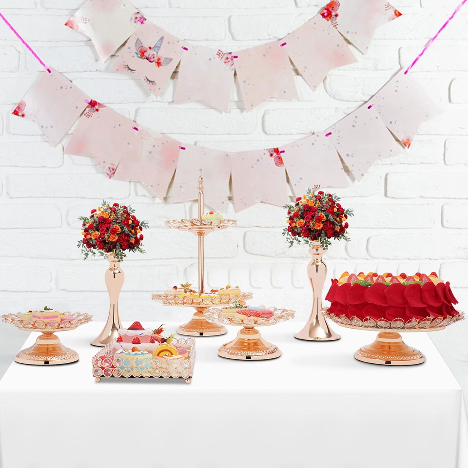 Soporte redondo para pasteles de boda soportes para cupcakes fiesta postre plato pedestal de postre Foto 2 de 4