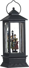 ighted Snow Globe Lantern: 11 Inch, Black Holiday Water Lantern Carolers 