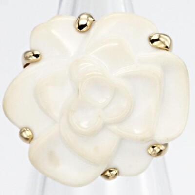 CHANEL Camellia Collection K18YG Chalcedony Ring Flower