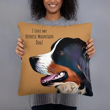 I love My Bernese Mountain Dog Throw Pillow