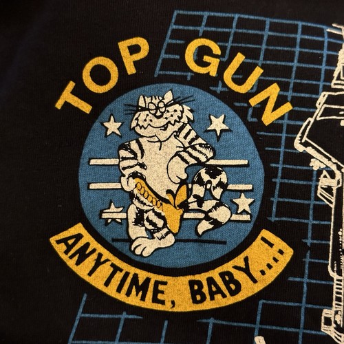 F-14 TOMCAT TOP GUN Anytime Baby Vintage 1987 Military Aircraft L Black T-Shirt - Picture 5 of 13