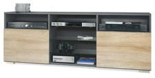 TV Lowboard Board Schrank Tisch Möbel Granada Anthrazit matt Hochglanz Naturtöne