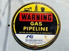 Vintage Warning Natural Gas Pipeline Metal Sign 12" Round Associated Natural Gas