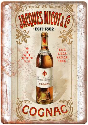 Jacques Nicot & Co Cognac, c 1895 Vintage Liquor Poster Reproduction Sign E971