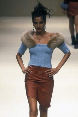 Blumarine ANNA MOLINARI ファー付きニット 半袖 ピンク