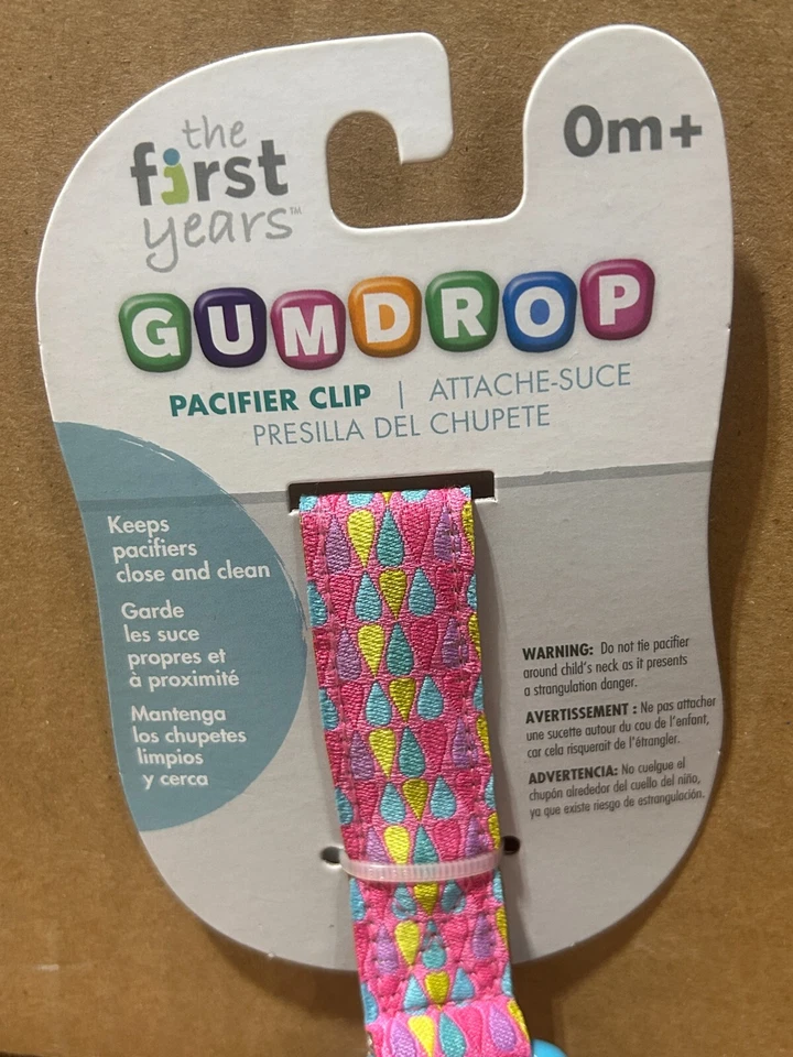 PRENDEDOR DE CHUPETA GUMDROP THE FIRST YEARS - Pacote com 2,4,8 - Azul/rosa *NOVO - Imagem 3 de 4