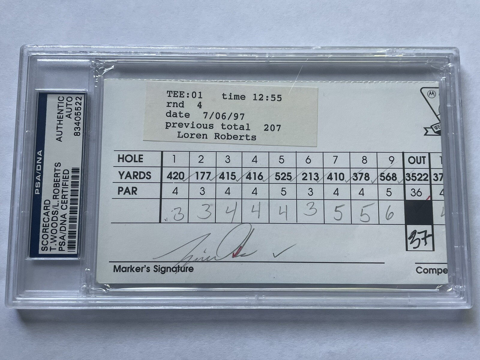 Tiger Woods Autographed Signed 1997 4th Round Scorecard - Tigers 6th PGA Tour Win Auto / PSA 