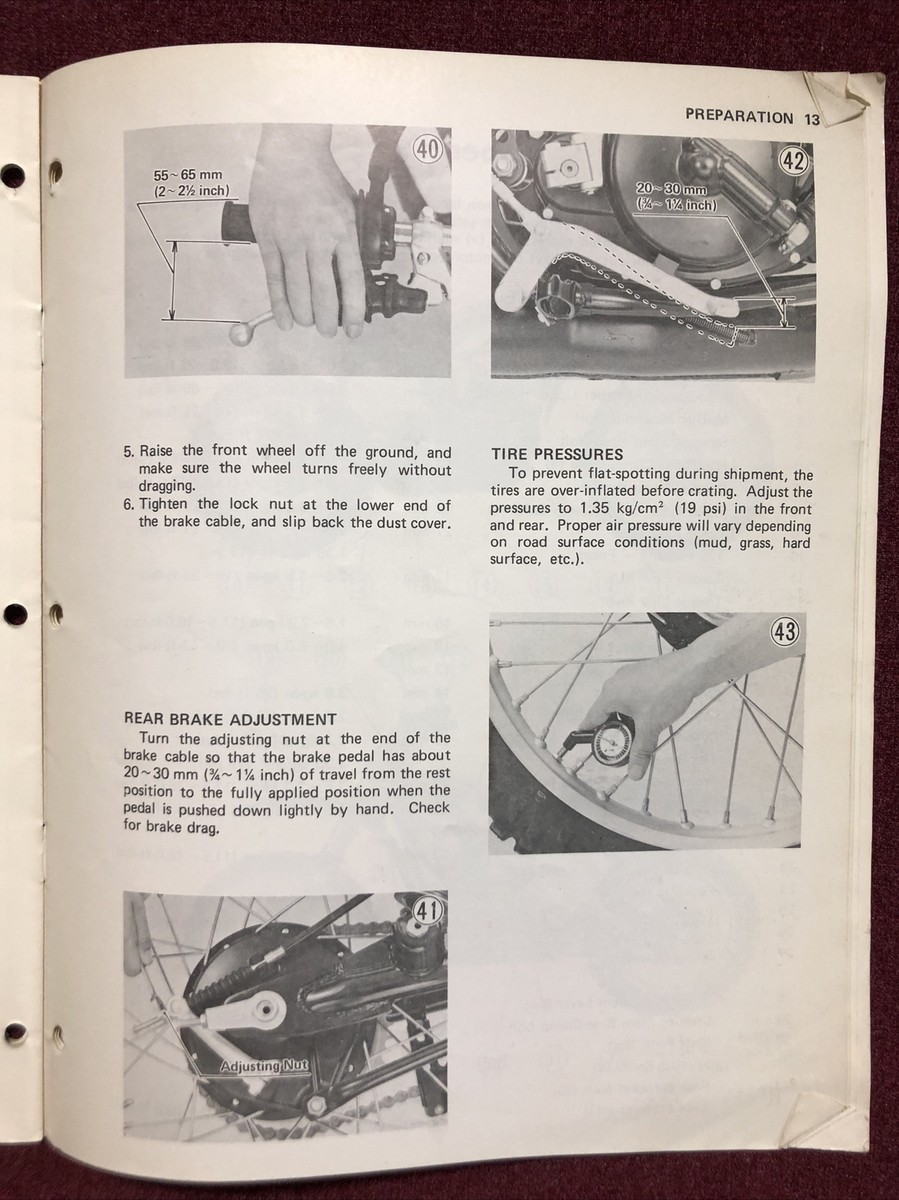 OEM KAWASAKI 1975 KX250-A-3 ASSEMBLY & PREPARATION MANUAL