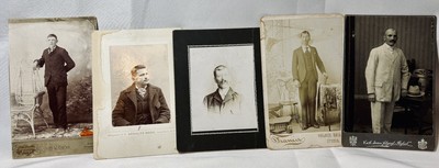 Lot of 5 Antique Photos Photographs Cabinet Cards Post Cards of Men VTG