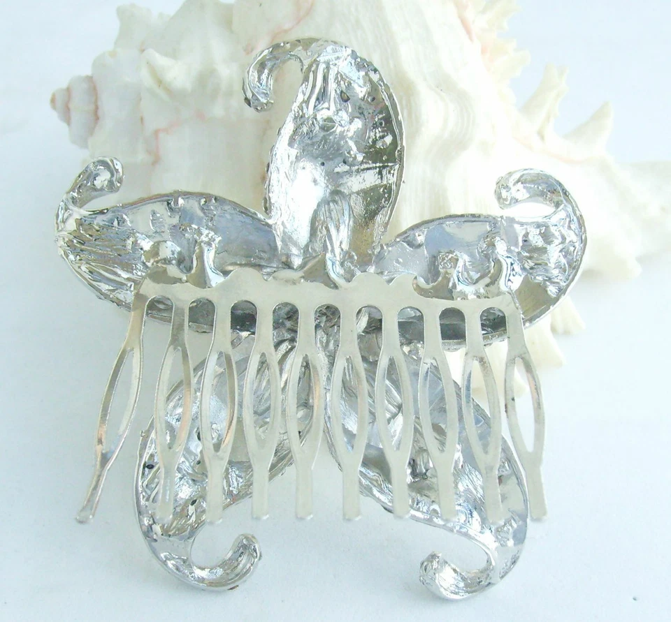 Peine lateral pinza de pelo estrella de mar cristal estrás boda novia 04824 Foto 4 de 4