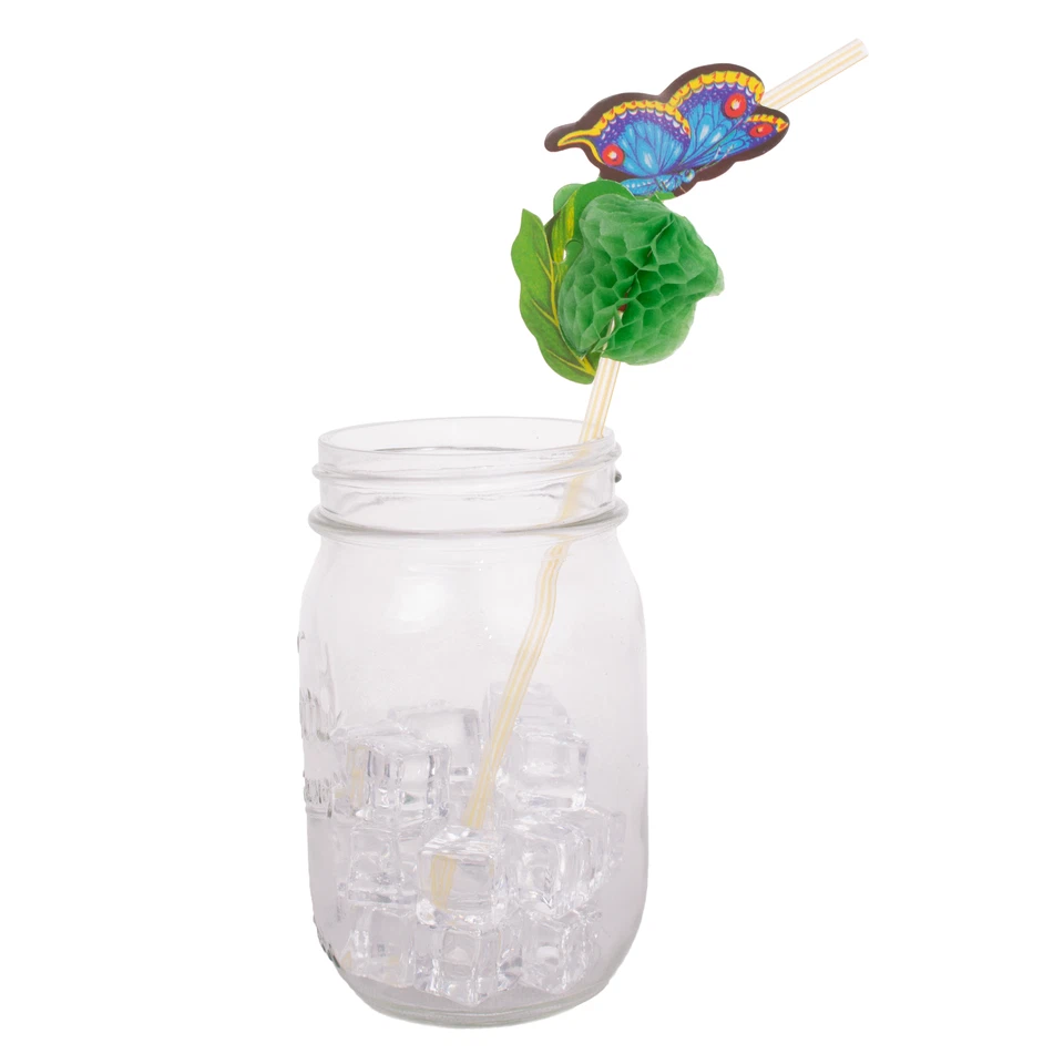 Pajitas de plástico desechables Flower and Butterfly Luau Party 9,5", 8 quilates, multico... Foto 2 de 2