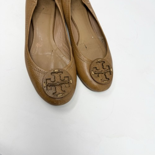 TORY BURCH REVA Ballet Flat Royal Tan Leather Size 8.5 Preppy Classic - Picture 4 of 11