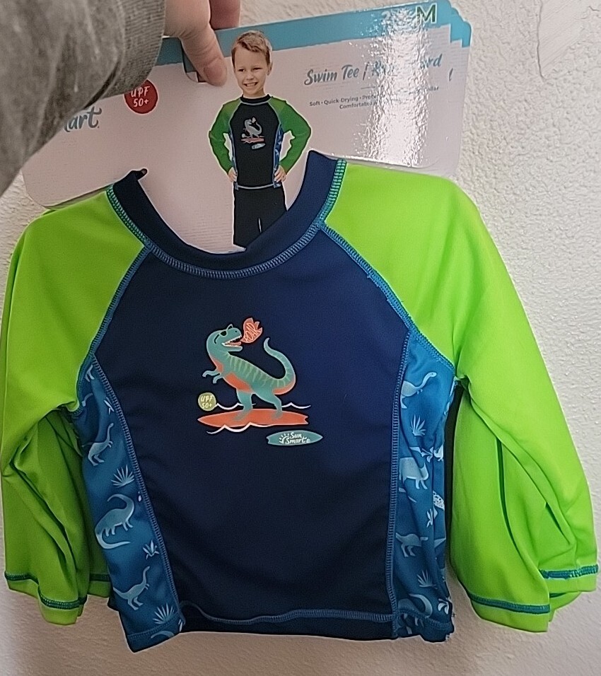 Camiseta de baño para dinosaurios protector contra erupciones protector solar inteligente UPF 50+ secado rápido M (2-4 años)