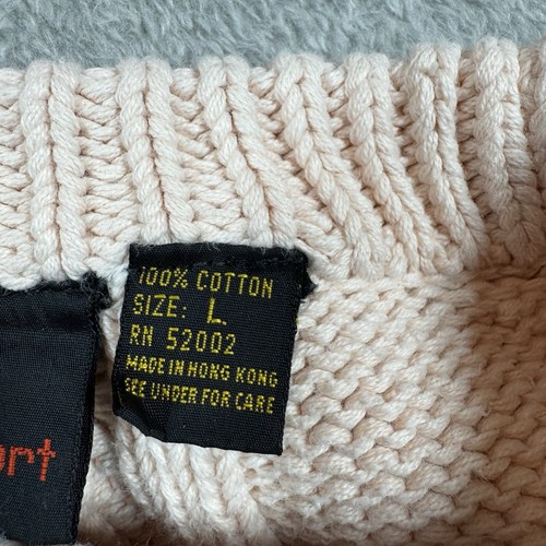 Vintage Liz Sport Sweater Cable Knit Women's Blush Pink 100% Cotton Size L - Picture 7 of 11